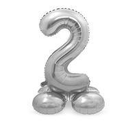 Folat - Ballon Aluminium avec base Chiffre 2 Argenté - 72 cm