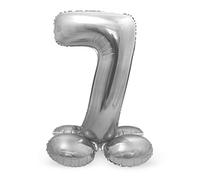 Folat - Ballon Aluminium avec base Chiffre 7 Argenté - 72 cm
