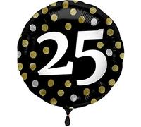Folat - Ballon aluminium brillant noir 25 ans - 45cm