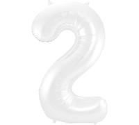 Folat - Ballon Foil Numéro 2 Blanc Métallisé Mat - 86 cm