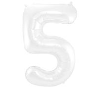 Folat - Ballon Foil Numéro 5 Blanc Métallisé Mat - 86 cm