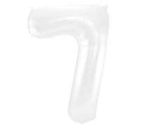 Folat - Ballon Foil Numéro 7 Blanc Métallisé Mat - 86 cm