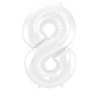 Folat - Ballon Foil Numéro 8 Blanc Métallisé Mat - 86 cm