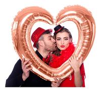 Folat - Ballon Gonflé à l'hélium en Forme de Cœur Cadre Photo Rose Doré