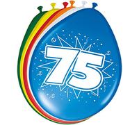Folat-75th Birthday Chiffre Ballons 30cm 75 Ans 8 pièces, 08275, Multicolore