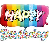 Folat - Ballons en aluminium 'Happy Birthday' Rainbow Bday - 2 pièces