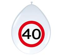 Folat- Ballons Panneau de Signalisation 40 Ans - 8 pièces, 05381, Blanc, ca. 22cm-25cm