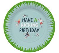Folat Bleu Vert Assiettes-Fantastic Football-23 cm-8 pièces-Décoration d'anniversaire, Fournitures de Fête sur le Thème du Football pour enfants garçons et filles, 27568, Multicolore