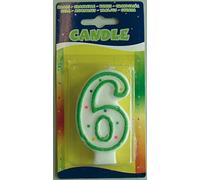 Folat - Bougie d’Anniversaire Chiffre 6 - Blanche avec Pointillés de Couleur