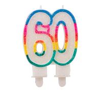 Folat Bougie Paillettes 60e anniversaire avec 2 supports
