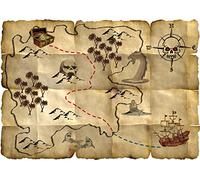Folat Carte au Trésor Rouge Pirate-4 pièces, 07659, 28 x 10 x 3 cm
