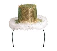 Folat Chapeau à Paillettes Diadème Blanc avec Fourrure (Taille Unique, Or)