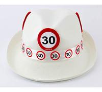 Folat- Panneaux Tribly Party Chapeau de signalisation 30 Ans, Caricature, 62330, Blanc, Taille Unique