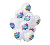 Folat Color Splash 'Happy Birthday' 30cm-12 piècesLatex Ballons convient á Hélium pour Décoration de Fête, 69600, Blanc, 30 cm