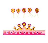 Folat couronnes d'anniversaire filles 20 cm polyester rose 6-pièces Donkerroze G