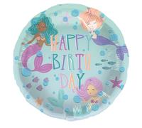 Folat d'anniversaire Bleue avec paillettes Irisé-Ballon Aluminium-Mermaid Magic-45 cm-Décoration Sirène Fille Princesse Mer Fête, 23933