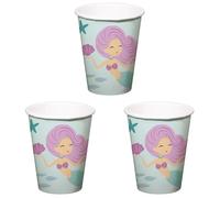 Folat Décoration d'anniversaire Bleue avec paillettes Irisé-Gobelets-Mermaid Magic-250 ml-8 pièces-Vaisselle Sirène Fille Princesse Mer Fête, 23926, Vert (Lot de 3)