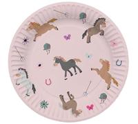 Folat Décoration d'anniversaire Rose-Assiettes-Happy Horses-23 cm-8 pièces-Vaisalle Party thème Cheval, 27503, Multicolore, 23cm