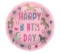 Folat Décoration d'anniversaire Rose-Ballon Aluminium-Happy Horses-45 cm-Party thème Cheval, 27510, Multicolore, 45 cm