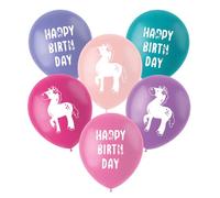 Folat Décoration d'anniversaire Rose-Ballons en latex-Happy Horses-33 cm-6 pièces-Party thème Cheval, 27509, Multicolore