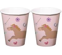 Folat Décoration d'anniversaire Rose-Gobelets-Happy Horses-250 ml-8 pièces-Vaisalle Party thème Cheval, 27502, Multicolore, 23cm (Lot de 2)