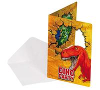 Folat - Dino Party - Carte d'invitation Dinosaure - 6 cartes avec leurs enveloppes