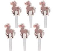 Folat-Flt-27513 Folat 27513 Décoration d'anniversaire Rose-Sifflets de Fête-Happy Horses-6 pièces-Party thème Cheval, Dessin animé, Multicolore, 20x5cm
