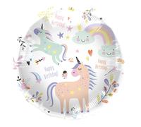 Folat Foil Balloon Birthday Unicorn-45 cm, Multicolor, 67929 Foil Balloons