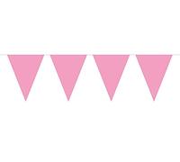 Folat Guirlande de 12 Mini Drapeaux triangulaires en Plastique Rose 3 m 3 m 15 x 11 cm