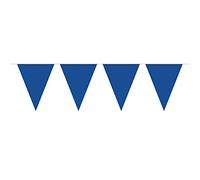Folat Guirlande de fanions Bleus XL de 10 mètres de Long, 15 Drapeaux triangulaires, en Plastique