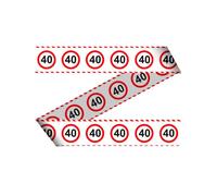 Folat Guirlande de fête Motif Ruban de Chantier orné de Panneaux de signalisation 15 m, Rouge/Blanc