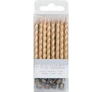 Folat Lot de 16 bougies à gâteau Couleur dorée Décoration pour cupcakes, muffins et tartes