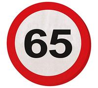 Folat - Lot de 20 Serviettes en Papier avec Panneau de signalisation 65e Anniversaire