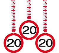 Folat - Lot de 3 cintres pour Panneau de signalisation 20e Anniversaire, Rouge/Blanc/Noir, 210 x 290 mm