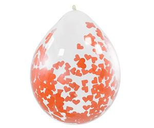 Folat Lot de 4 Ballons avec confettis en Forme de cœur Rouge 30 cm