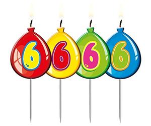 Folat Lot de 4 Bougies à Chiffres en Forme de Ballon - 6 Ans - Anniversaire - Naissance