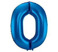 Folat- Nombre 63140 Ballon Aluminium Numéro Chiffre 0 Bleu 86 cm-héliumballon pour Date, Anniversaire, Décoration