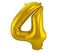 Folat- Nombre 63184 Ballon Aluminium Numéro Chiffre 4 doré-Environ 86 cm-héliumballon pour Date, Anniversaire, Décoration, 8714572631846, Or