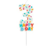 Folat Numéro Cozy Sprinkles Chiffre 3-7 cm-Bougies décoration de D'anniversaire, Happy Birthday, Anniversaires, Gâteau de Mariage, 24113, Multicolore
