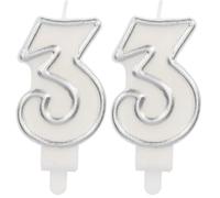 Folat Numéro Simply Chique Silver Chiffre 3-9 cm-Bougies décoration de D'anniversaire, Happy Birthday, Anniversaires, Gâteau de Mariage, 24163, Argenté, 9 cm (Lot de 2)