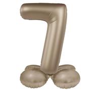 Folat Or Doré avec base Chiffre 7-Starlight Gold-Satin Gloss-72 cm-Ballon de décoration de fête d'enfants, anniversaires, pas besoin d'hélium, 10527