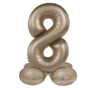 Folat Or Doré avec base Chiffre 8-Starlight Gold-Satin Gloss-72 cm-Ballon de décoration de fête d'enfants, anniversaires, pas besoin d'hélium, 10528