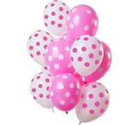 Folat Pois Rose-Blanc 30cm-12 piècesLatex Ballons convient á Hélium pour Décoration de Fête, 68840, White, 30 cm