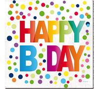 Folat - Serviettes Pointillés Happy Bday 33x33cm - 20 pièces
