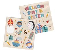 Folat Serviettes 'Welcome Pieten' -Sint en Pieten-12,5 x 12,5 cm cm-20 pièces-Sinterklaas, Saint Nicolas Décoration pour les enfants, 65710, Multicolore