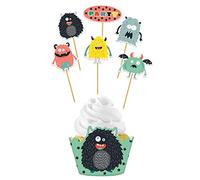 Folat Set de décoration pour cupcakes Monster Bash-12 pièces, 68306, Multicolore