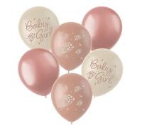 Folat Shower Fille-Ballons Latex-Blooming Baby Girl-33 cm-6 pièces-pour Révélation de Genre Decoration, 24995, Multicoloured