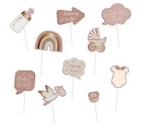 Folat Shower Fille-Photobooth Set-Blooming Baby Girl-10 pièces-pour Révélation de Genre Decoration, 25005, Rose