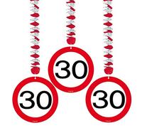 Folat Spirals 30th Birthday Party Decoration 3 Pieces Red-Black-White 76x18cm