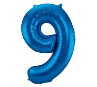 Folat- Zahl 63149 Ballon Aluminium Numéro Chiffre 9 Bleu 86 cm-héliumballon pour Date, Anniversaire, Décoration